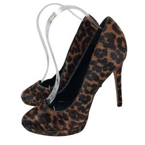 ENZO ANGIOLINI! GENUINE COWHIDE "FUR" LEOPARD PRINT CLASSIC PUMPS, HEELS! SZ 8M